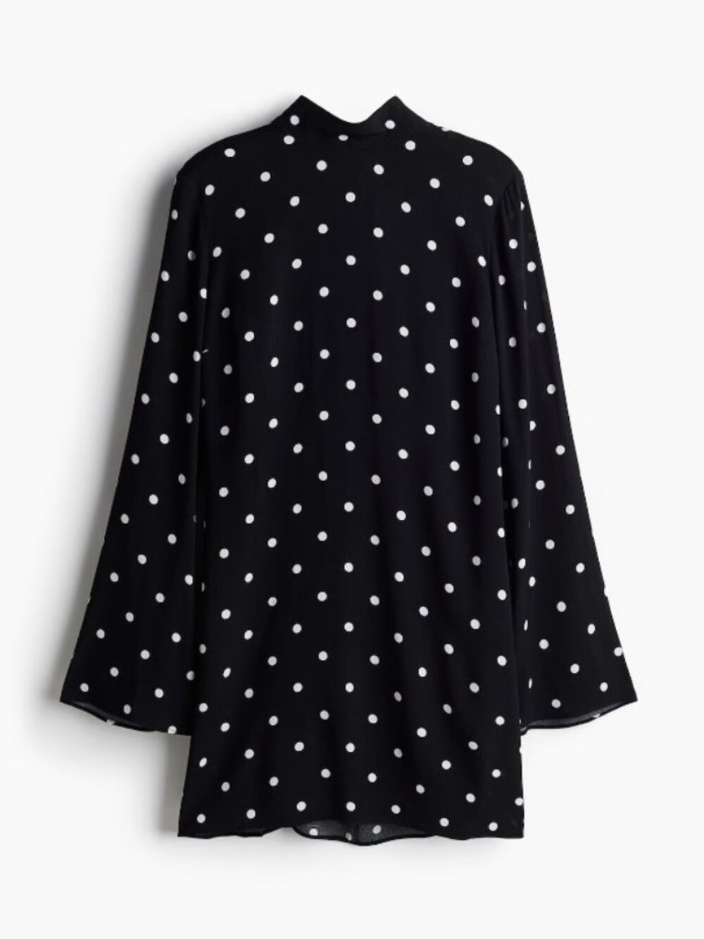 Divided Long Sleeve Low Back Black and White Polka Dot Mini Dress Size S